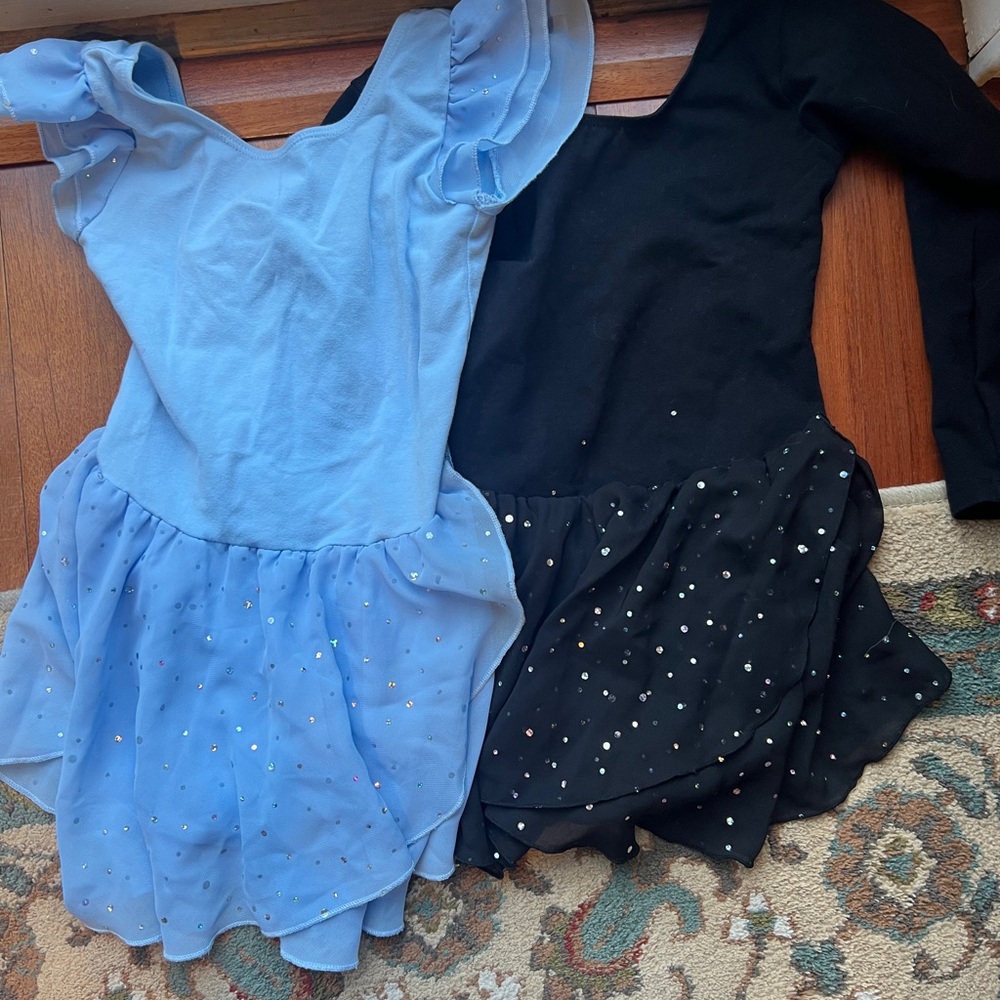 Blue and Black Ballet Dresses with Sparkle Skirts